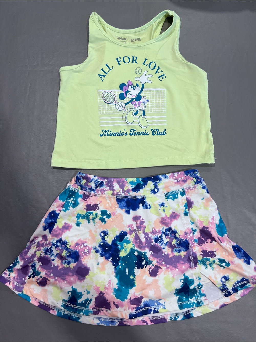 Disney Lime Tank with Multicolor Tie-Dye Skort - Kids